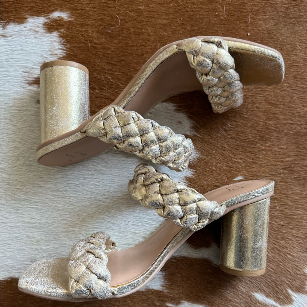 Elegant Gold Braided Women's Heels